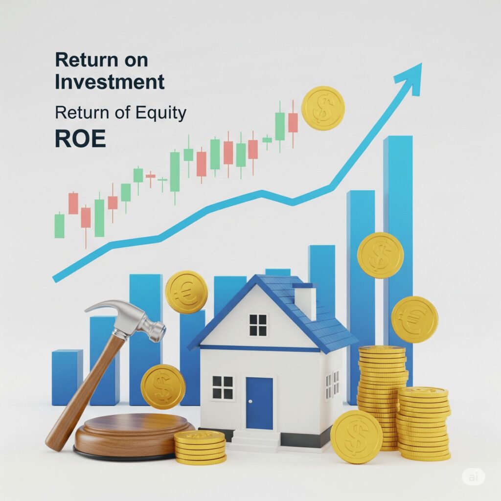 Grafico ROI ROE immobiliare, investimento aste